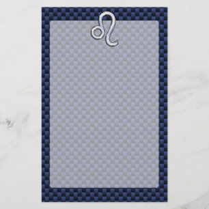 Krom som Leo Zodiac Sign Blue Carbon Fiber Brevpapper