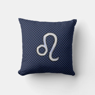 Krom som Leo Zodiac Sign Blue Carbon Fiber Kudde