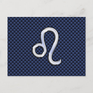 Krom som Leo Zodiac Sign Blue Carbon Fiber Vykort