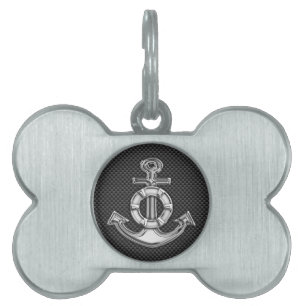 Krom som Lifesaver Anchor on Carbon Fiber Namnbricka Husdjur