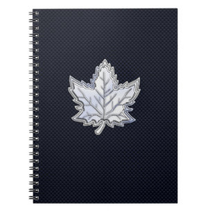 Krom som Maple Löv Carbon Fiber Print Anteckningsbok