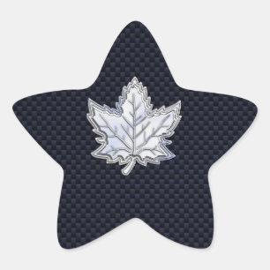 Krom som Maple Löv Carbon Fiber Print Stjärnformat Klistermärke