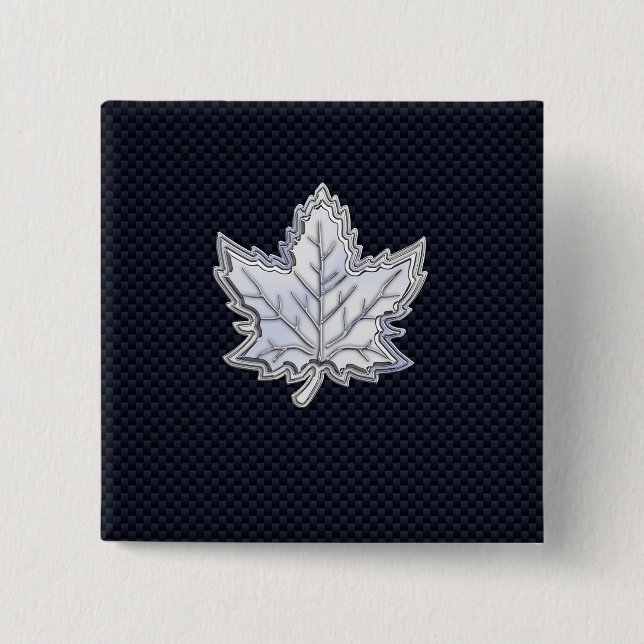 Krom som Maple Löv på kolfibersvart Knapp (Framsida)