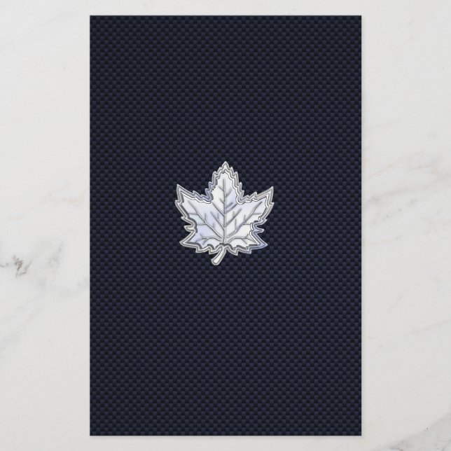 Krom som Maple Löv på kolfiberutskrift Flygblad (Framsidan)
