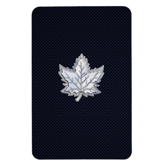 Krom som Maple Löv på kolfiberutskrift Magnet (Vertikal)