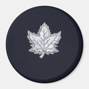 Krom som Maple Löv på kolfiberutskrift Magnet