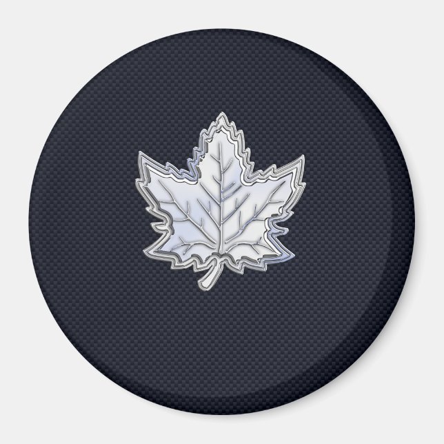 Krom som Maple Löv på kolfiberutskrift Magnet (Framsidan)