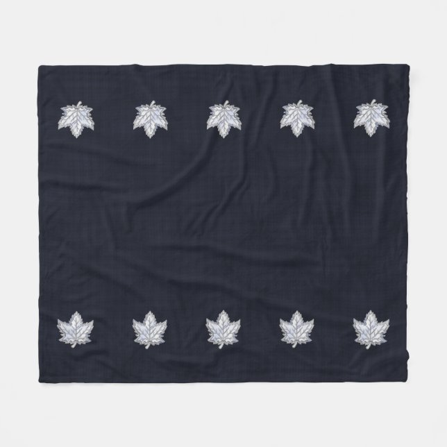 Krom som Maple Löv på racy Carbon Fiber Print Fleecefilt (Framsidan (Horisontell))