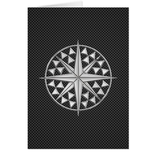 Krom som nautisk stjärnkompass på kolfiber hälsningskort (Framsidan)