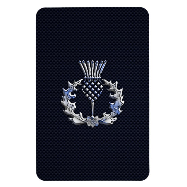 Krom som på kolfiber Skriv ut Scottish Thistle Magnet (Vertikal)