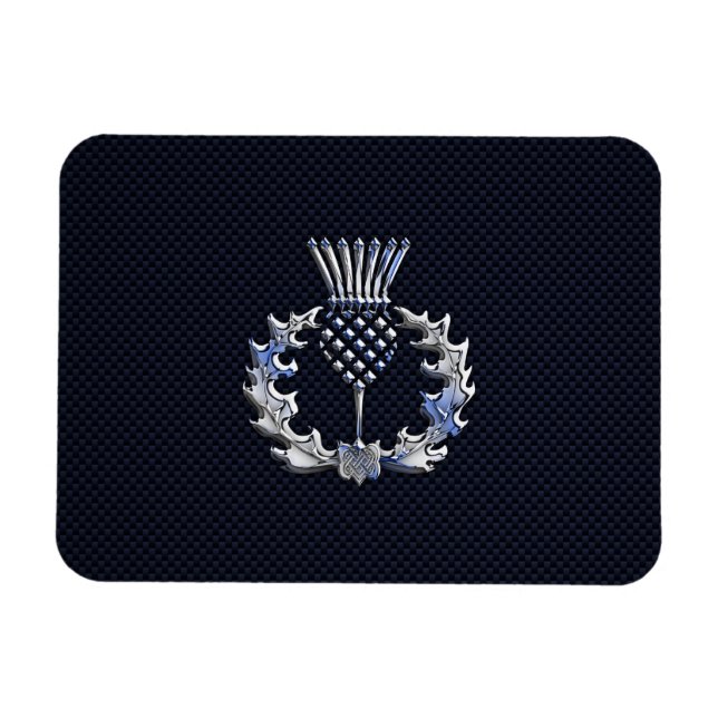 Krom som på kolfiber Skriv ut Scottish Thistle Magnet (Horisontell)