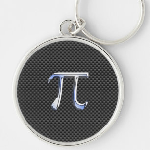 Krom som Pi-symbol i kolfiber Stil Rund Silverfärgad Nyckelring
