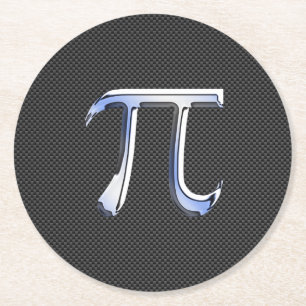 Krom som Pi-symbol på kolfiber Stil Underlägg Papper Rund