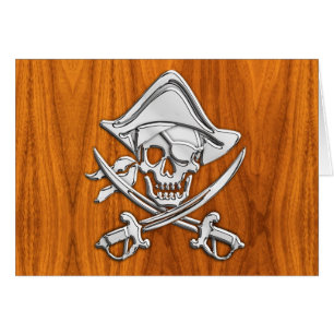 Krom som Pirat på Teak Veneer Hälsningskort