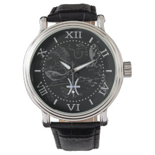 Krom som Pisces Zodiac Sign Hevelius Dial Armbandsur
