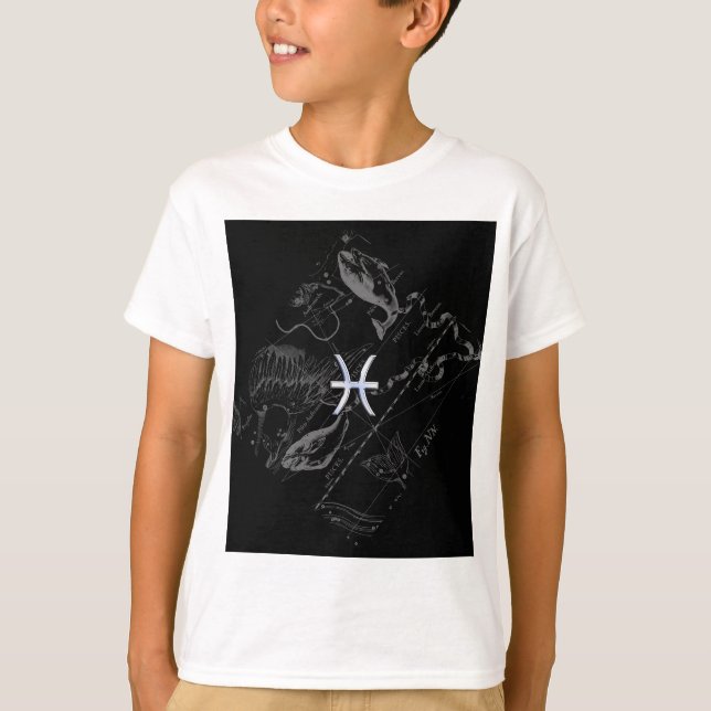Krom som Pisces Zodiac Sign på Black Hevelius T Shirt (Framsida)