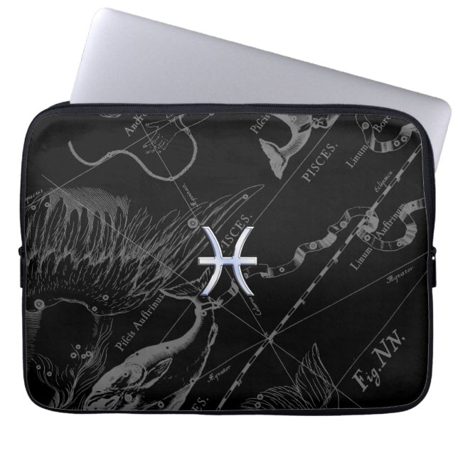 Krom som Pisces Zodiac Sign på Hevelius Laptop Sleeve (Framsidan)