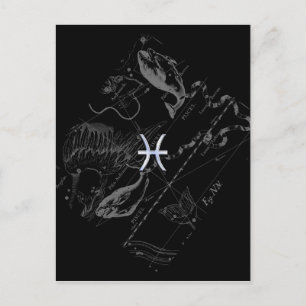Krom som Pisces Zodiac-tecken på Hevelius 1690 Vykort