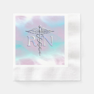 Krom som RN Caduceus i Mor Pearl Stil Pappersservett