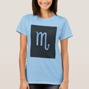 Krom som Scorpio Zodiac Sign Carbon Fiber Skriv ut Tee