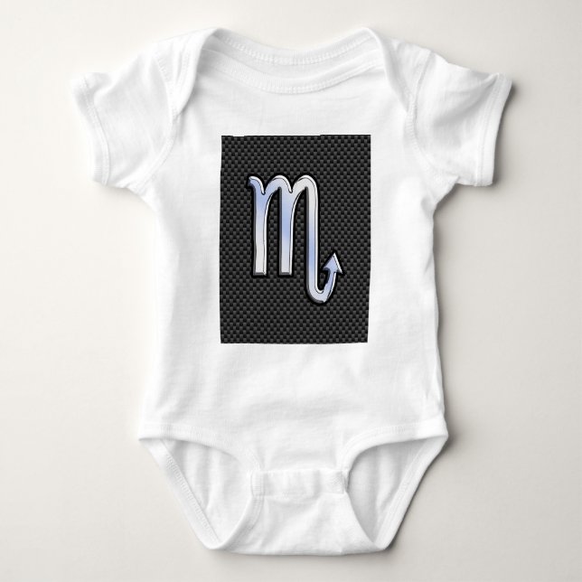 Krom som Scorpio Zodiac Sign Carbon Fiber Skriv ut Tee (Framsida)