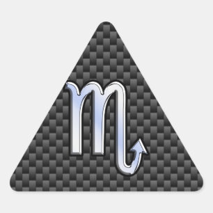 Krom som Scorpio Zodiac Sign Carbon Fiber Skriv ut Triangelformat Klistermärke