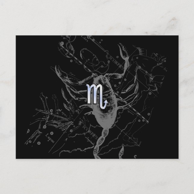 Krom som Scorpio Zodiac Sign på Hevelius 1690 Vykort (Framsida)