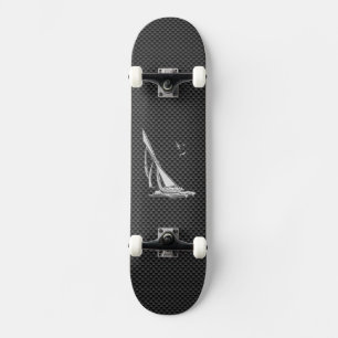 Krom som segelbåt på kolfibrer skateboard bräda 21,5 cm