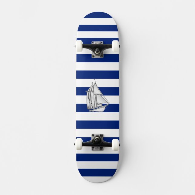 Krom som segelbåt på Nautical Rand Mini Skateboard Bräda 18,5 Cm (Framsida)