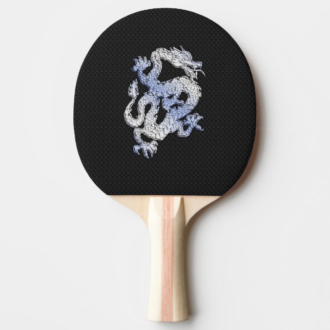 Krom som silver Dragon Black Snake Skin stil Pingisracket (Framsidan)