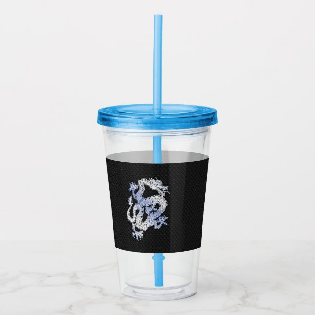 Krom som silver Dragon Black Snake Skin stil Take Away Mugg (Framsida)