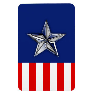 Krom som Silver Star Festive Patriotic Färg Magnet