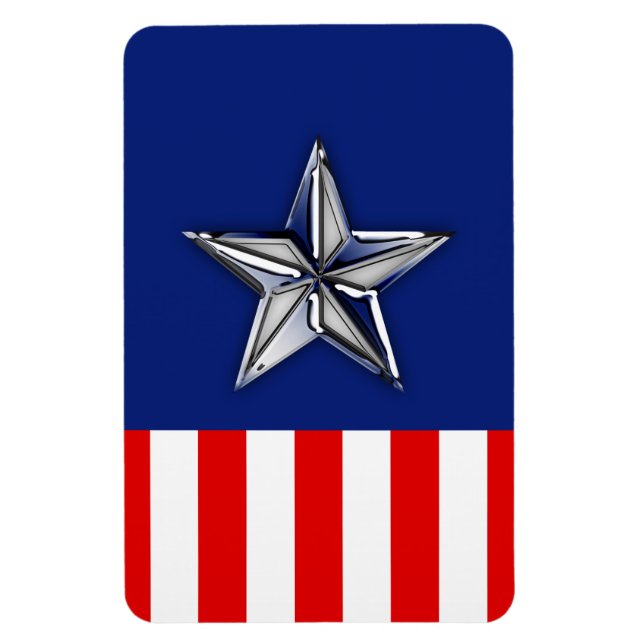 Krom som Silver Star Festive Patriotic Färg Magnet (Vertikal)