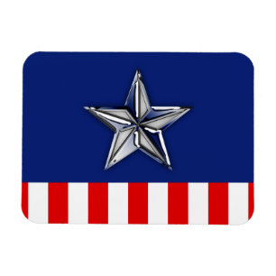 Krom som Silver Star Festive Patriotic Färg Magnet