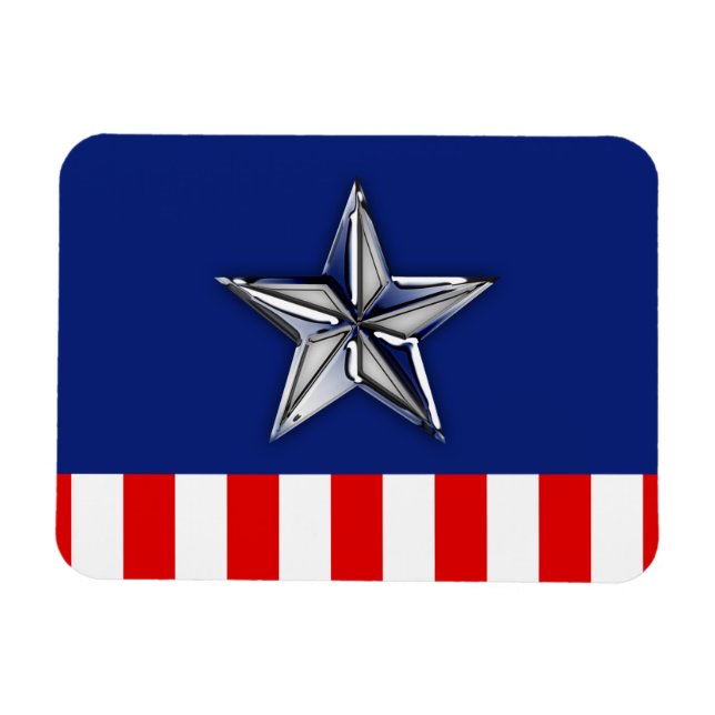 Krom som Silver Star Festive Patriotic Färg Magnet (Horisontell)