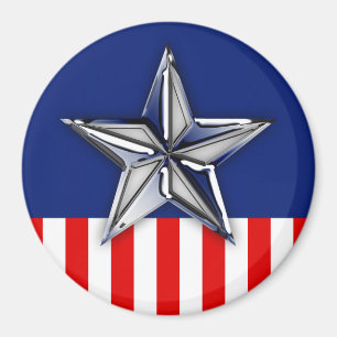 Krom som Silver Star Festive Patriotic Färg Magnet