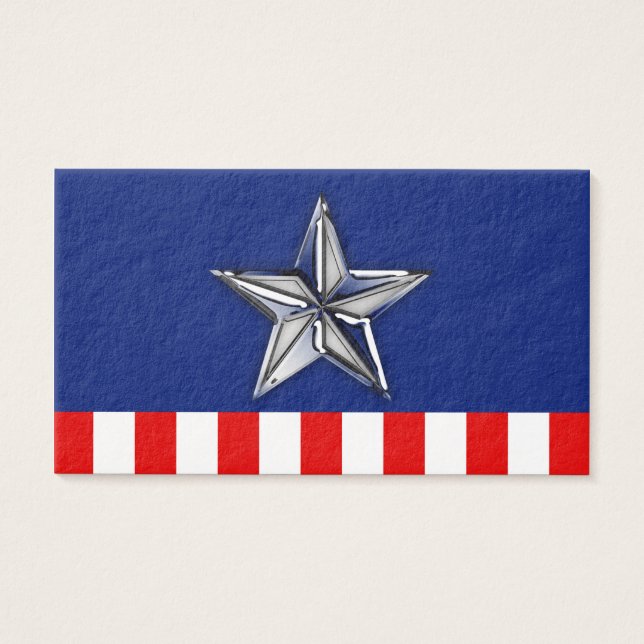 Krom som Silver Star Festive Patriotic Färg Visitkort (Framsidan)