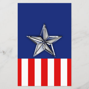 Krom som Silver Stjärna Festliga Patriotiska Färge Flygblad