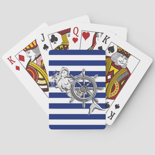 Krom som Sjöjungfru på marin Rand Kortlek (Baksidan)