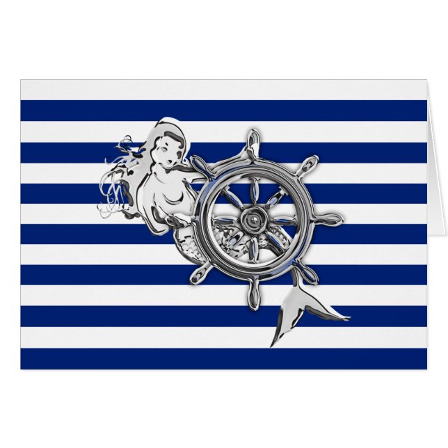 Krom som Sjöjungfru på Nautical Rand Hälsningskort (Framsidan Horizontal)