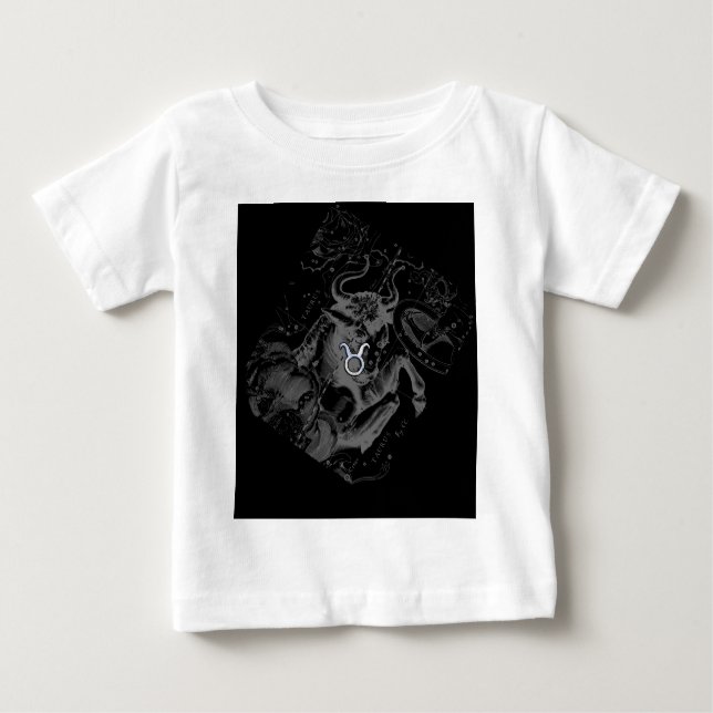 Krom som Taurus Zodiac på Hevelius Black T-shirt (Framsida)