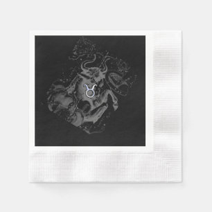 Krom som Taurus Zodiac-tecken på Hevelius Black Pappersservett