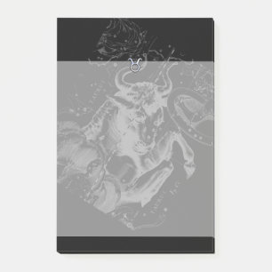 Krom som Taurus Zodiac-tecken på Hevelius Black Post-it Block