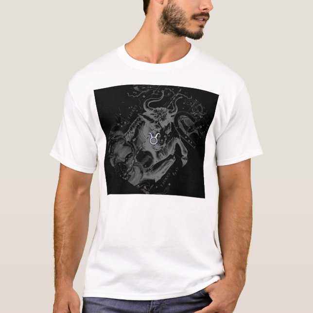 Krom som Taurus Zodiac-tecken på Hevelius Black T-shirt (Framsida)