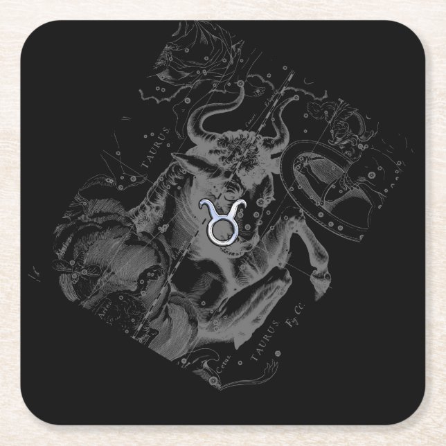 Krom som Taurus Zodiac-tecken på Hevelius Underlägg Papper Kvadrat (Framsidan)