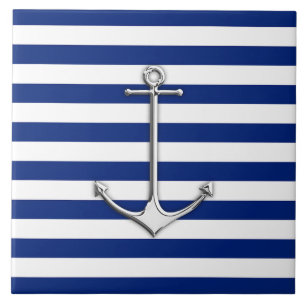 Krom som Thin Anchor på Nautical Rand Kakelplatta