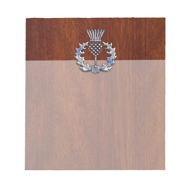 Krom som Thistle på Mahogany Wood Stil Anteckningsblock (Framsida)