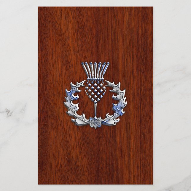 Krom som Thistle på Mahogany Wood Stil Brevpapper (Framsida)
