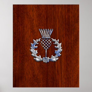 Krom som Thistle på Mahogany Wood Stil Poster