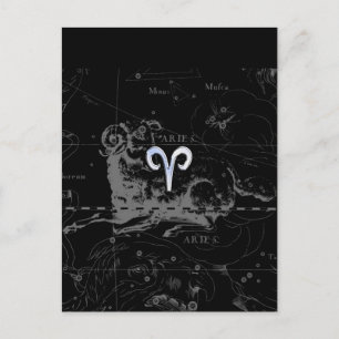 Krom som Väduren Zodiak Symbol på Hevelius 1690 Vykort